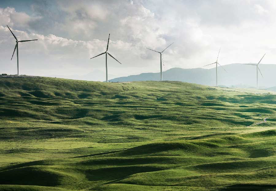 Un parc éolien, énergie renouvelable