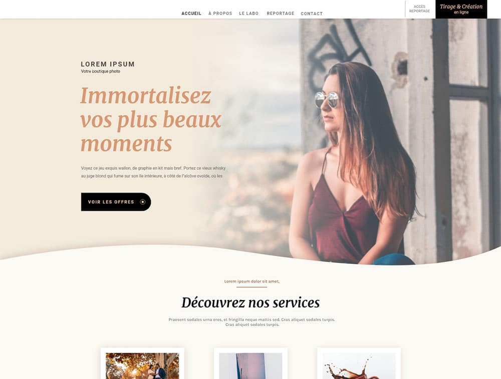 Une maquette de site web pour une boutique phisique réalisé par LUNENOIRE Studio de graphisme à Toulouse